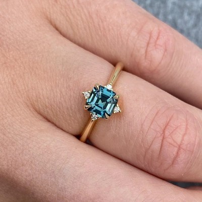 2Ct Asscher Cut Simulated Topaz Engagement Ring 14K Yellow Gold Plated