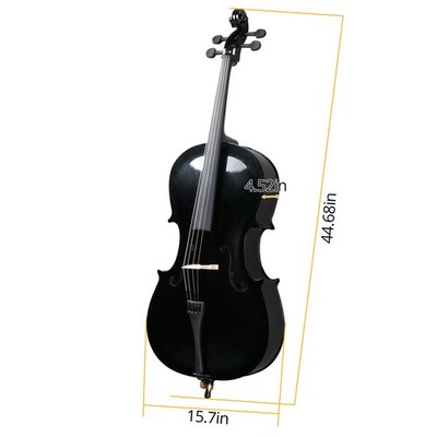 3/4 Full Size BassWood Acoustic Cello Set Instrument with Bag for Kids & Adults