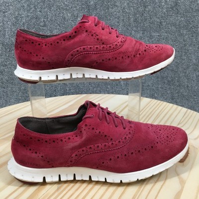 Cole Haan Zerogrand Wingtip Oxford Shoes Womens 7 B Lace Up Casual Suede Red