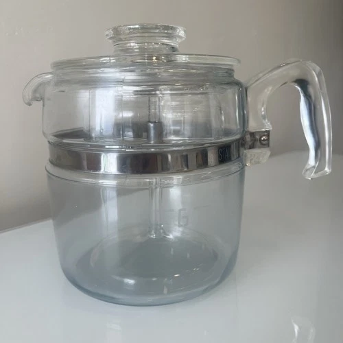 Vintage ~PYREX~ Flameware ~ 4-6 Cup Glass Coffee Pot Percolator #7756 ~ Complete