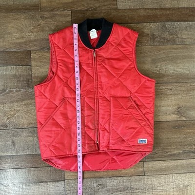 VTG Big Smith Quilted Vest Men's Size M Red USA Made Insulated Workwear #81229