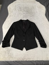 Express Womens Black Button Work Business Blazer Jacket Size 0 Scrunch Sleeve