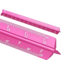 7 Inch Imperial Architectural Triangular Scale Ruler Large Scale, Rose Red