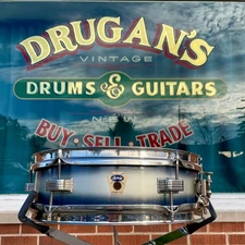 1958-60 Ludwig 3x13 Be-Bop Jazz Combo Trans Badge Snare Drum Silver/Blue Duco