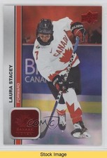 2023 Team Canada Juniors Red Patterned Foilboard Laura Stacey #52 READ 19g4