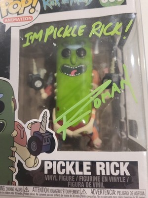 AUTOGRAPHED Pickle Rick Funko Pop #333 Free Ship Lower 48 Enclosed in Plastic
