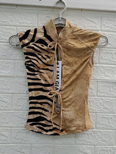 New I Am Gia Georgia Wild Side Top Tan/Black US Size XS