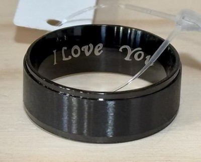 I Love You'' Titanium Steel Ring - Size 7