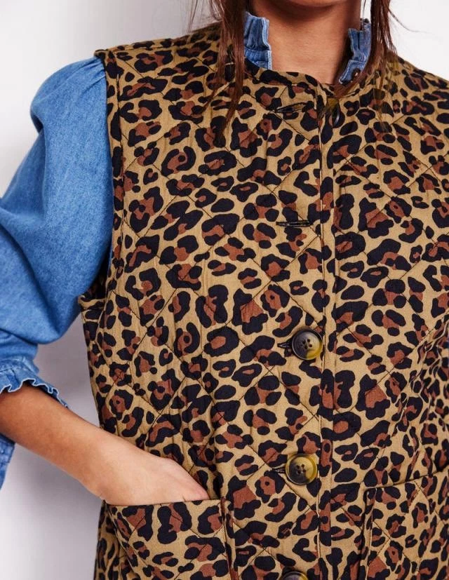 Chaleco chaleco Boden versátil acolchado estampado leopardo para mujer talla 8 Foto 2 de 4