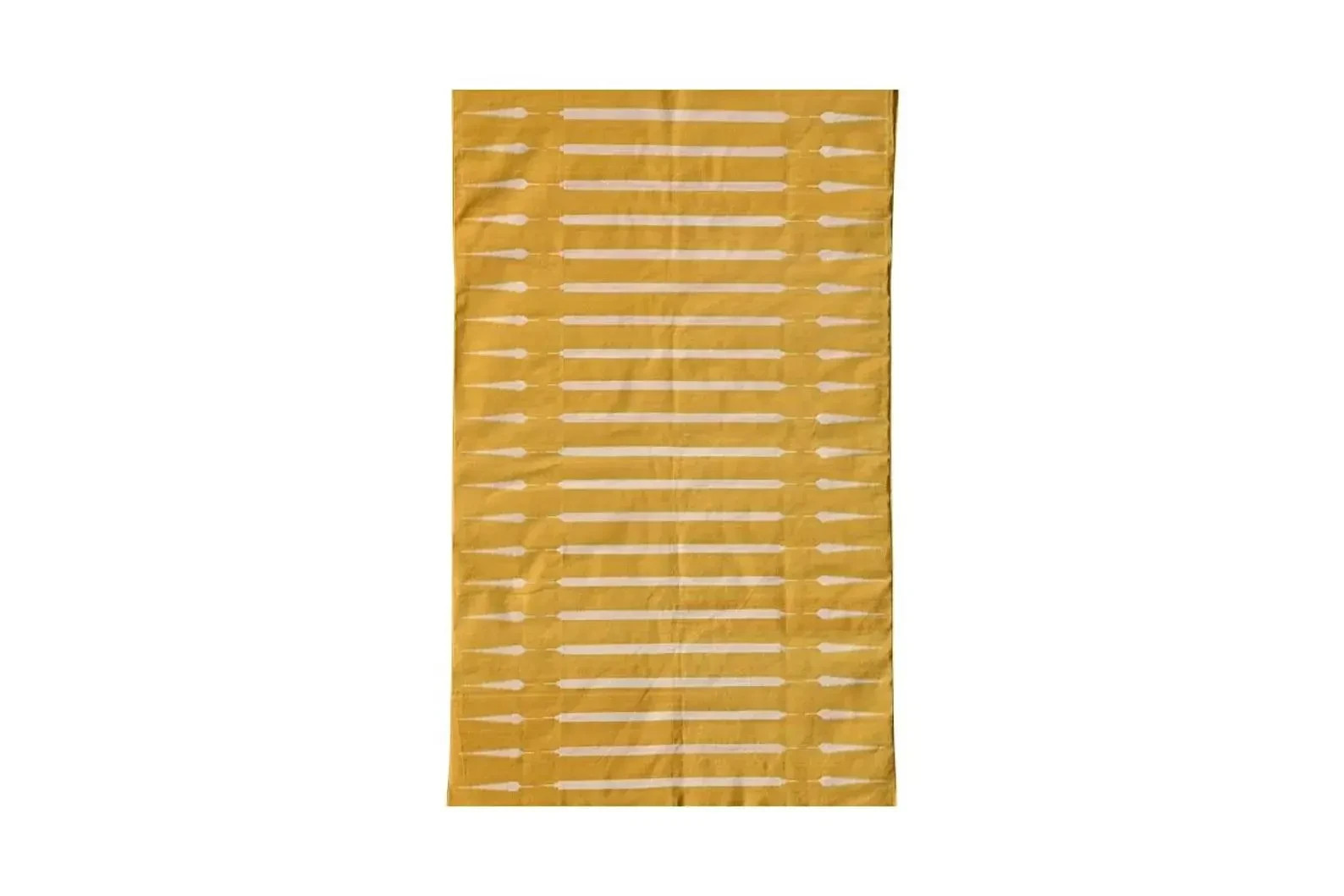 Handwoven Cotton Dhurrie Rug Color Golden Yellow And White Design Carpet Rug