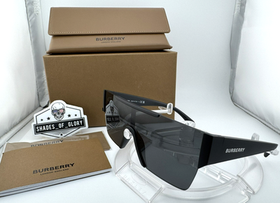 Burberry Matte Black Shield Sunglasses - AUTHENTIC Burberry: Black Shield Sunglasses | SSENSE main image 4