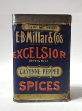 Vintage Excelsior Cayenne Pepper Spice Tin Chicago IL Collectable Advertising