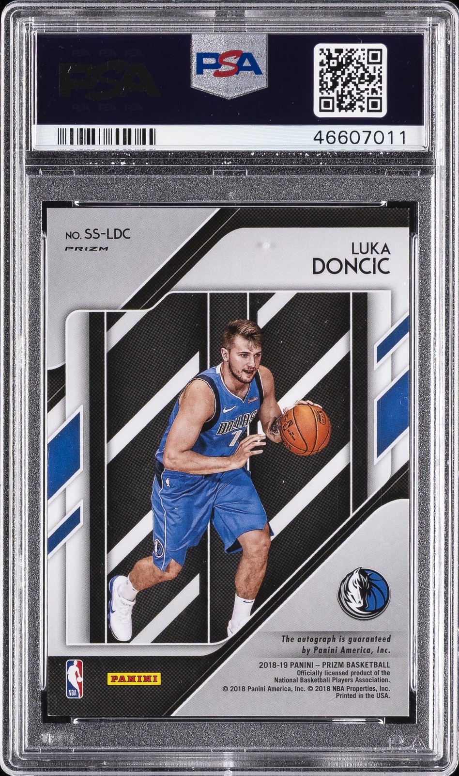 2018 PANINI PRIZM SENSATIONAL SIGNATURES CHOICE PRIZM LUKA DONCIC RC PSA 9 AUTO view 2