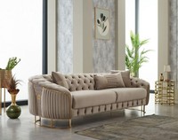 Dreisitzer Sofa 3 Sitzer Stoffsofa Polstersofa Couch Beige Luxus Sofas Couchen