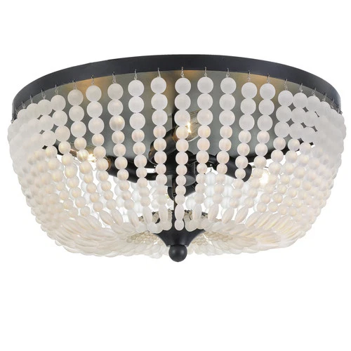 Rylee 4-Light 18" Ceiling Light in Matte Black with Frosted Glass Beads Crystals - Picture 1 of 2