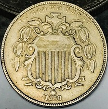 1868 Shield Nickel 5 Cents 5C Ungraded Circulated Civil War Era US Coin CC29511