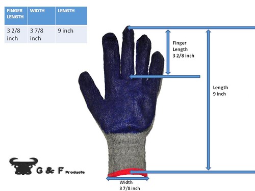 G & F 3108 String Knit Latex Dipped Work Gloves Nitrile Coated General Purpose - Picture 3 of 10
