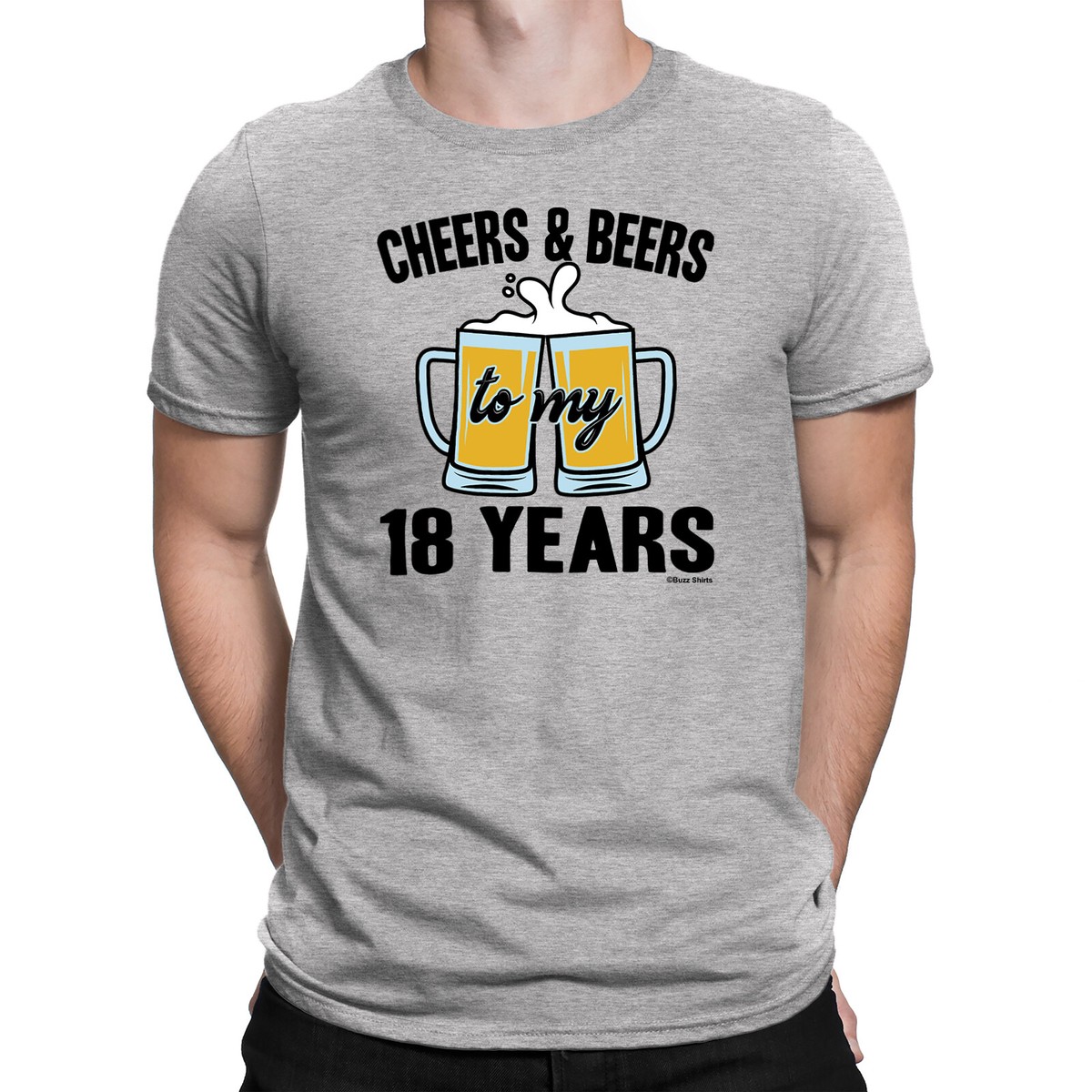 Mens 18th Birthday T-Shirt CHEERS and BEERS to 18 Years Old Funny