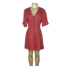Lulus Red & White Polka Dot Button-Front Mini Dress Size L - New