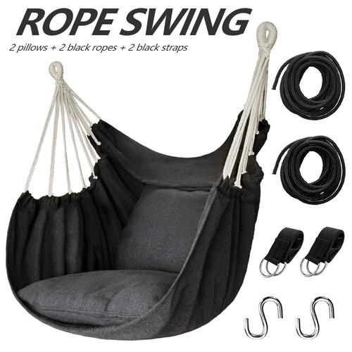 Hängesessel Hängeschaukel Hängestuhl Outdoor Indoor Hängesitz Schaukel 2 Kissen - Bild 16 von 23