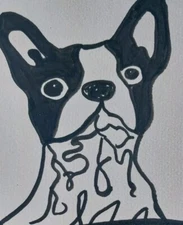 GAT Painting Dog 6x8 IMPRESSIONISM  ORIGINAL Puppy Boston Terrior ❤️ 