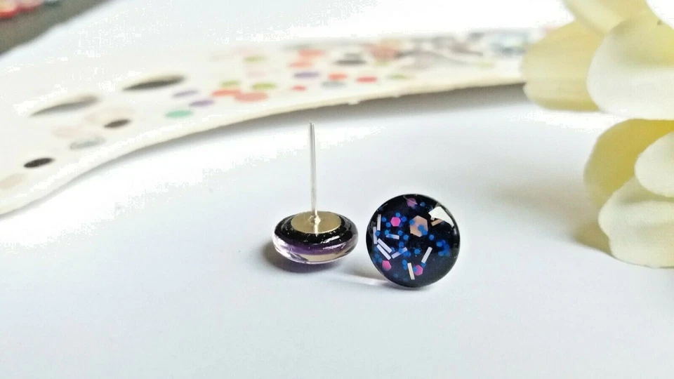 Ohrstecker Kunst Glas Kandinsky Bauhaus Art Abstract Cabochon Handmade Weimar 54 - Bild 2 von 4