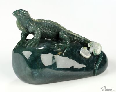 3.5'' Indian Agate Hand Carved Crystal Lizard Sculpture, Crystal Healing