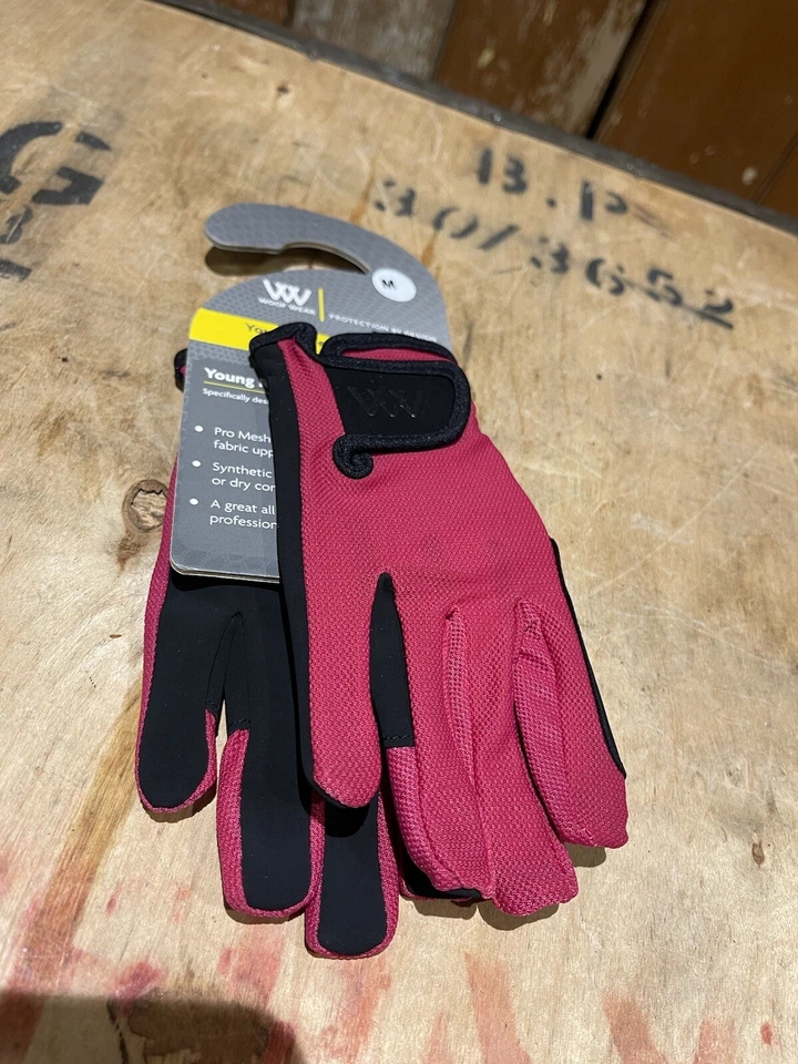 Woof Wear Horse Riding Gloves Young Riders Pro Kids Berry Pink Size Medium New - image 2 of 4