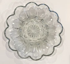 Anchor Hocking  Clear Glass 10" Deviled Egg Plate Dish For 1 Dozen Eggs