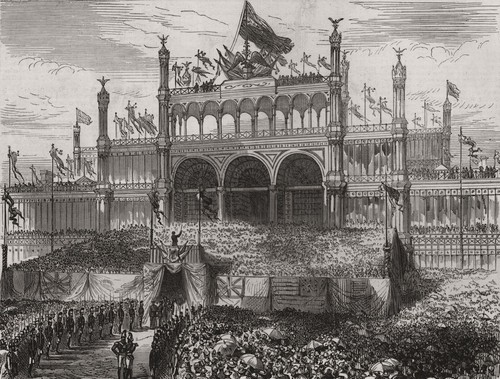 American Centennial Exhibition. Chorus singing the Hymn. Philadelphia 1876
