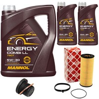 MotoröL Set Mannol 5W-30 7 Liter + ÖLfilter + Schraube FüR Audi A6 A7 VW Touareg