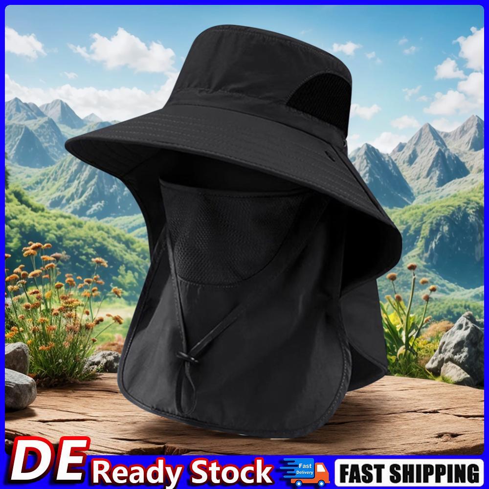 APL Cappello da Pesca Outdoor Cappello Protezione Solare Maschera Viso Rimovibile Tesa Larga per d