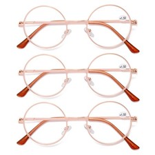 3PK Metal Frame Reading Glasses Blue Light Blocking Spring Hing Readers for Men