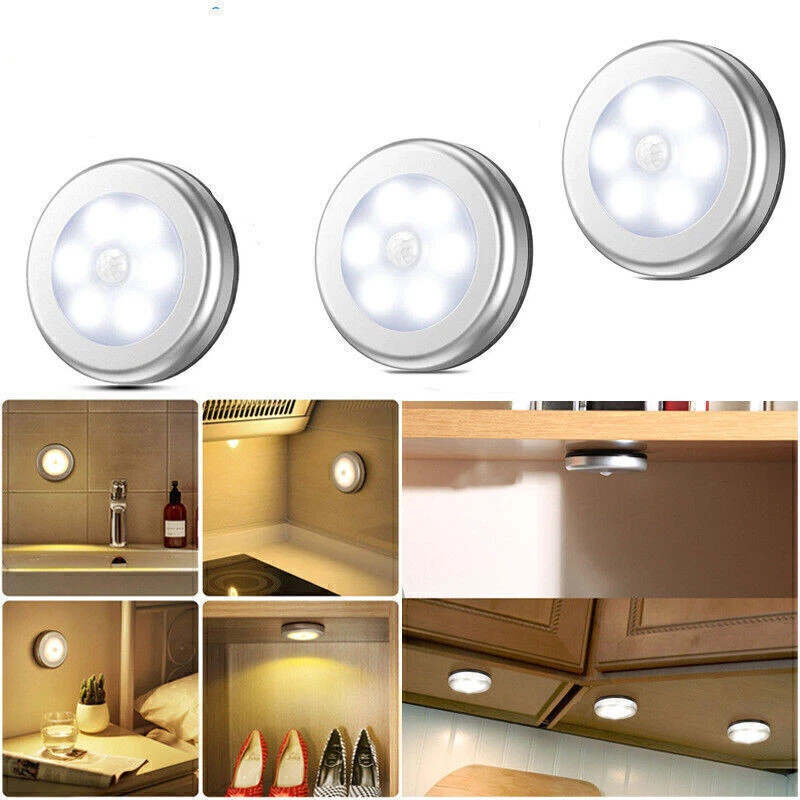 6 LED Motion Sensor Lights PIR Wireless Night Light Bedroom Baby