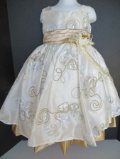 Girls DRESS GOLD IVORY FORMAL SZ 2