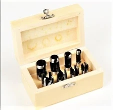 8pc ATE PRO WOOD PLUG CUTTER DRILL BIT SET STRAIGHT TAPERED ANGULAR COLUMNAR