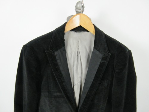 ARMANI EXCHANGE Black Velvet Jacket Coat Sz S Dual Vent Peak Lapel - Picture 2 of 7