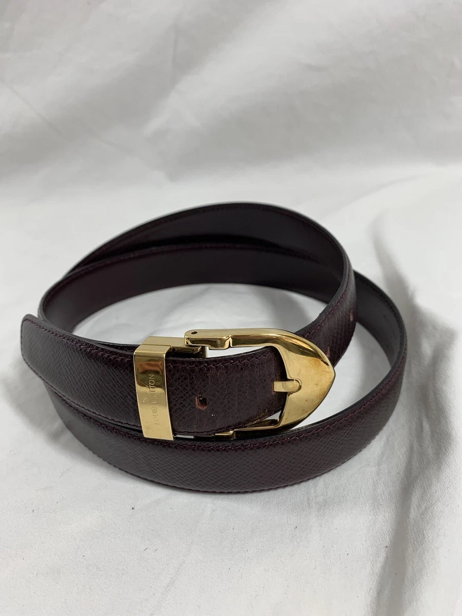 Genuine vintage LOUIS VUITTON taiga Bordeaux leather belt 44 Large