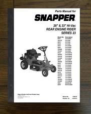 Parts Manual Fits Snapper 28 & 33 Hi-Vac Rear Engine Series 23
