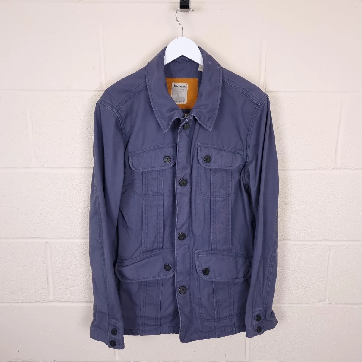 TIMBERLAND Military Jacket Mens L Large Cotton Canvas Collared Lined Button M65