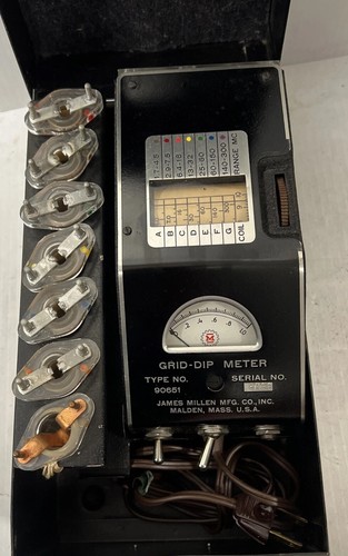 Ham Radio Grid-Dip Meter Kit James Millen 90661 lCase w/ 7 Coils Nice 30 Day Ret - Zdjęcie 16 z 23