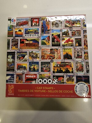 Ceaco 1000 Teile Puzzle „Briefmarken Autostempel“ – 26,6 X 19 Zoll, Von Barbara Behr, Inkl. Poster