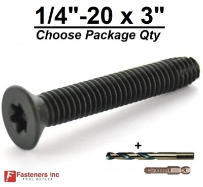 1/4''-20 x 3'' Self Tapping Flooring Floorboard Screw Torx W/ Drill Bit & T30