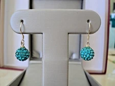 SHAMBALLA CRYSTAL BEADS FISH HOOK EARRINGS ( Blue )