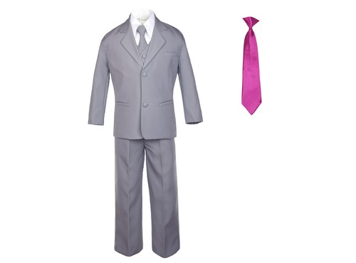 Hermosa New Baby Toddler Boys 6pcs Medium Slate Gray Formal Party Suit +extraTie - Picture 11 of 23