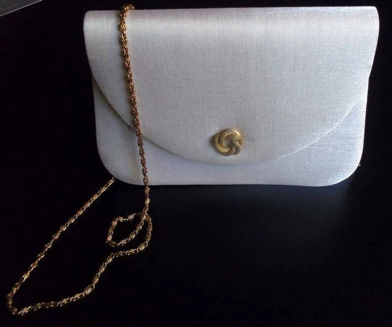 Sac à Main Vintage Femme En Cuir Blanc - Bandoulière - Bon état