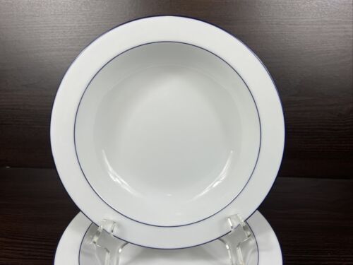 6 Lovely Seltmann Weiden Bavaria Rainbow Blue Rimmed Soup Bowls - Picture 2 of 13