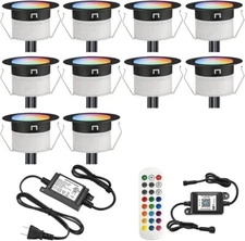10pcs Φ1.22 WiFi Low Voltage Recessed RGBW Deck Lighting Waterproof OutdoorLight