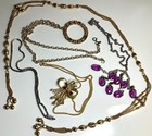 Vintage Lot 5 SARAH CO  Gold Silver Bead  Dangle Rhinestone Pendant Necklaces — photo 1
