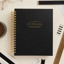 Day Designer 2026 Daily Planner: Classic Black Pebble Texture